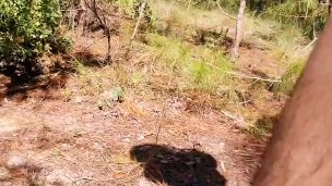 walking down a nature trail with my dick hanging out