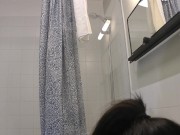 Sexy and Hot Brunette Beauty takes her Transparent Lingerie Panties Off in the Bathroom while doing Make up 14/16