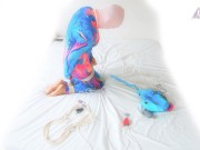 Colourful catsuit selfbondage hogtie - Screenshot 4 of 16 - Tied Up
