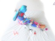 Colourful catsuit selfbondage hogtie - Screenshot 6 of 16 - HD