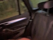 Horny cheating wife gets naked & fucked doggy in the back of car- loud moaning & cum of her ass