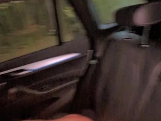 Horny cheating wife gets naked & fucked doggy in the back of car- loud moaning & cum of her ass