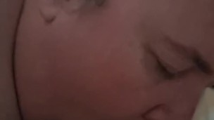 Choking down on small cock