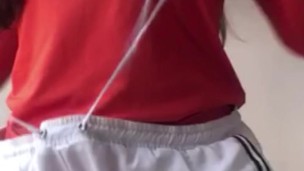 Hot Petite Striptease Her Wetsuits And Showing Her Ass And Hairy Pussy