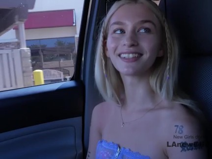 Super Cute Girl with Tiny Body Sucks Cock and Rims