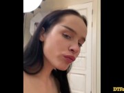 DTFsluts - Juicy Leila brunette babe two cocks vs one mouth 8/16