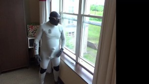 Wetsuit fun in hotel room