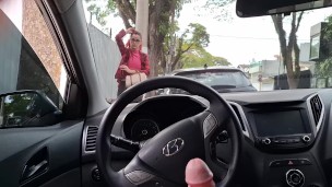 Punheta na rua para estudante na rua em público.