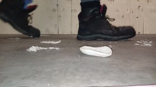 Prawn Cracker Walkover Crush & Trample. Flattened & destroyed beneath 89kg size 11 boots 👣👣