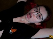 compilation of cum on the face of a cute schoolgirl in glasses with colored hair 13/16