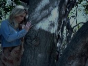 Two blonde divas indulge in a lesbian session during their walk in the woods 3/16