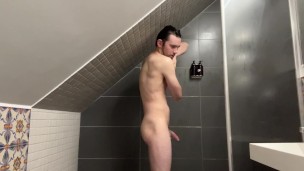Taking a super hot shower and jerking off.