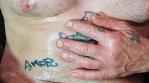 Hard fingering, moaning and dildo fucking to oiled up trembling cum.. close up in 4k