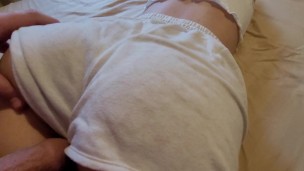 Rubbing and Cumming on Stepsister's Short Shorts instead of Massaging Her