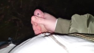 Daddys pierced cock in the woods. Loud moaning cumshot