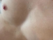 this morning I wanted his cum on my small tits 6/16