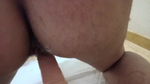 homemade milf squirts with sex machine from behind