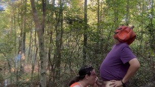 Princess Autumn and Mr. Jack O’Lantern meet in the woods.She sucks his stem and he spreads his seeds