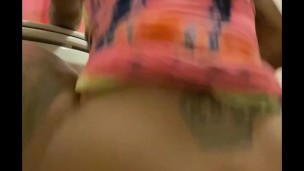 Bathroom Slut Fucks Her Own Hairy Cunt