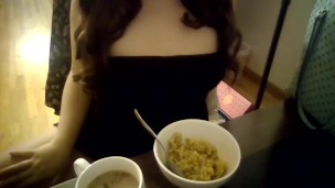 Fetish Sexy Asian Student Ignores You As You Jerk Off Your Cock To Me Eating Food