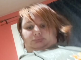 Watch me suck my huge tit