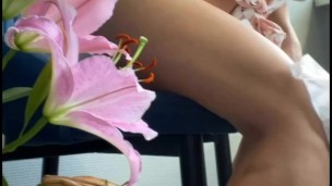 Girl changing diaper