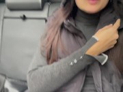 Solo girl masturbation public in taxi while driver isn't looking 2/16