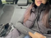 Solo girl masturbation public in taxi while driver isn't looking 4/16