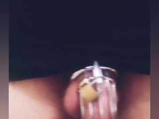 24/7 Caged cuck (mistress’s say you can comment permission to cum if you are female…please!!!