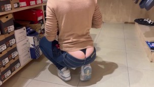 Showing my Ass and Thong in Public with Reactions