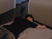 Boy plays in bed and gets caught