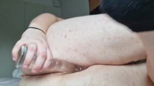 Teasing with glass dildo!