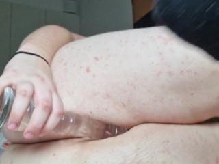 Teasing with glass dildo!