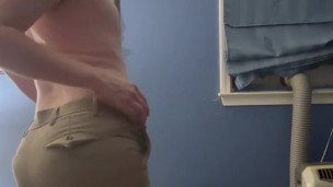 Trying on khakis after working out for 30 days