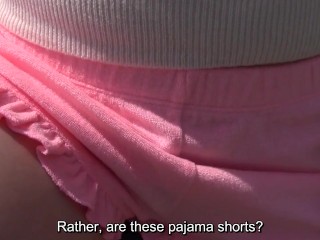 Super pale and super outgoing Japanese freshly married wife goes riding on a bicycle under a blue sky to have outside sex