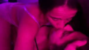 Big tongue sucking with lesbian kisses before going to bed