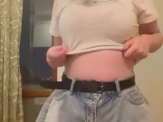 Sexy college girl teases with big tits