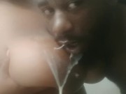 SUCKING MILK OUT OF BIG CHOCOLATE SOFT LACTATING TITS IN THE BATHROOM!!!!!!!!! 11/16