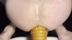 4K, From Behind, Close-Up, In Your Face! 16" Tapered Silicone Toy Riding!!