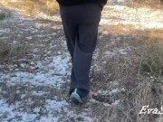 Open pussy pissing in the woods 3/16