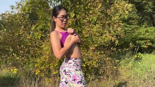 Hot Asian MILF got fucked by a White Stranger during hiking