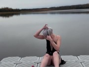 Trashy milf gets off at local lake