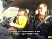 Fake Driving School - Hot Briitsh blonde with large tits sex in a car 1/16