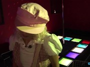 Beautiful blonde hottie gets her mouth and pussy fucked in the bar 1/16