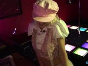 Beautiful blonde hottie gets her mouth and pussy fucked in the bar 2/16