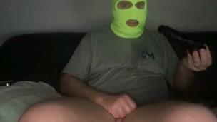 Stroking & Sucking & Deepthroating a 7 inch & a 9 inch pair of black cock dildos