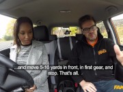 Fake Driving School - Teen Ebony is creampied during a driving lesson 2/16