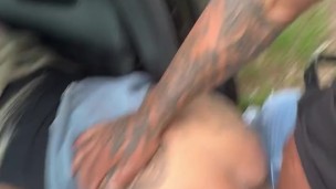 Public fuck next to a busy highway