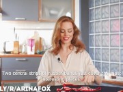 Trying on red lingerie "LOVE" and delicate lace light blue underwear - ArinaFox