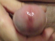 Stroking my precum leaking cock until I spray a big load of Cum
